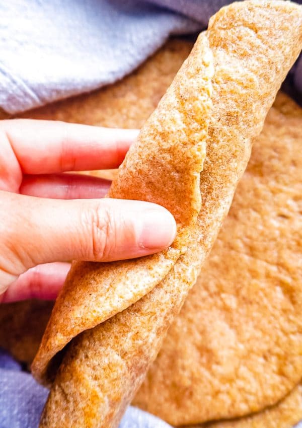 A finished Healthy Tortilla made with oat and whole wheat flour.