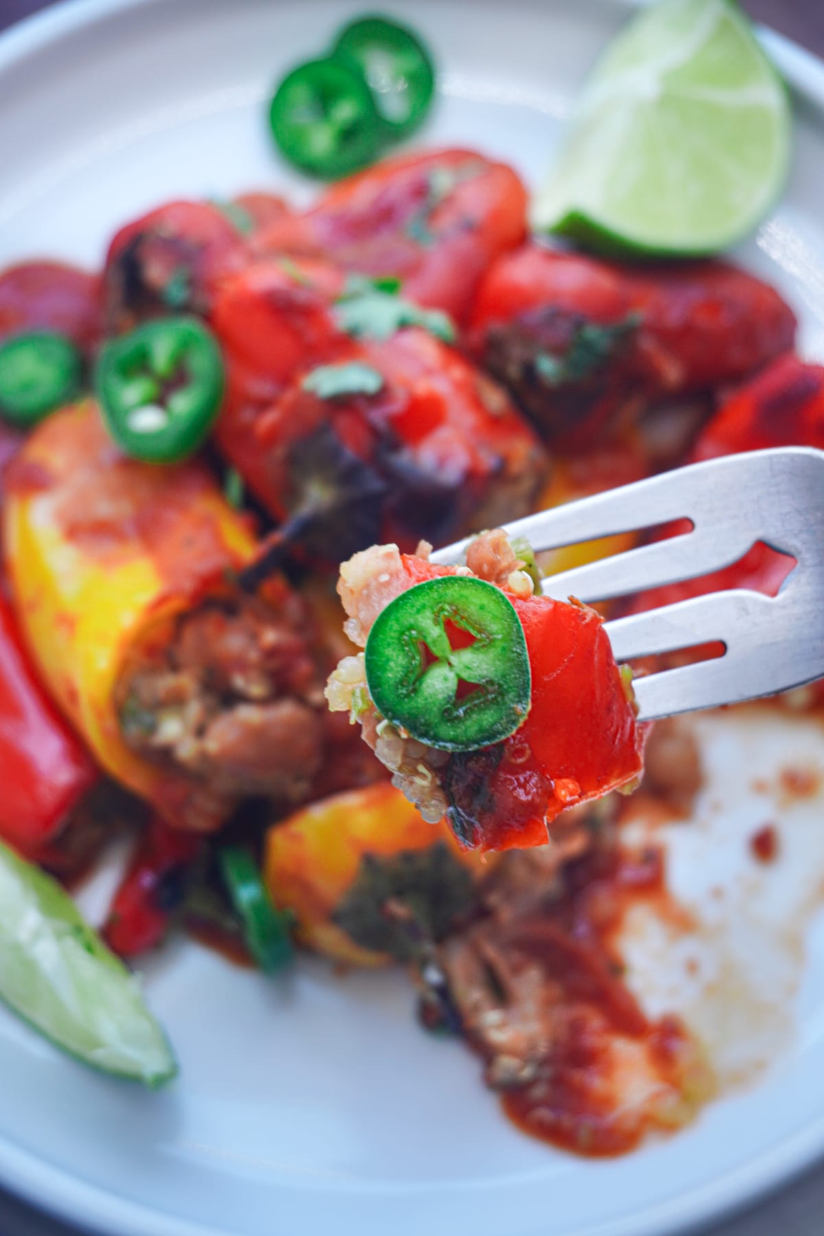 a plate of stuffed peppers