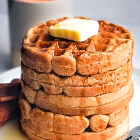 A stack of the finished Gluten Free Waffles that are also dairy free.