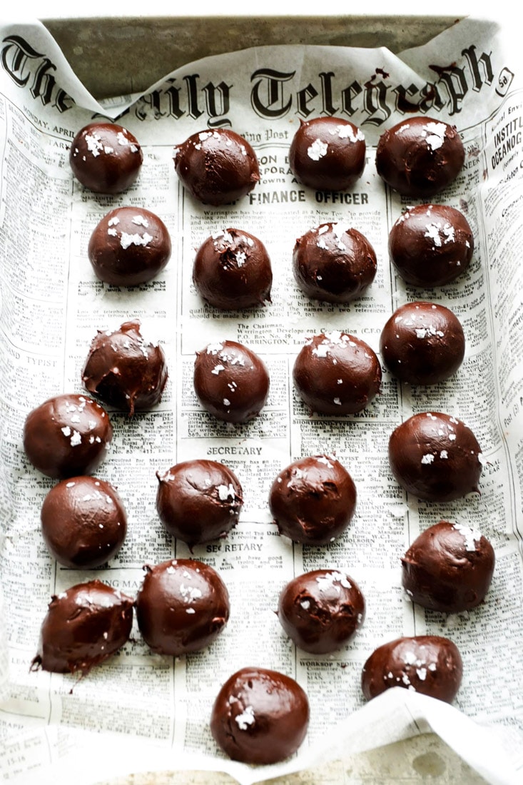 A tray of Vegan Chocolate Truffles.