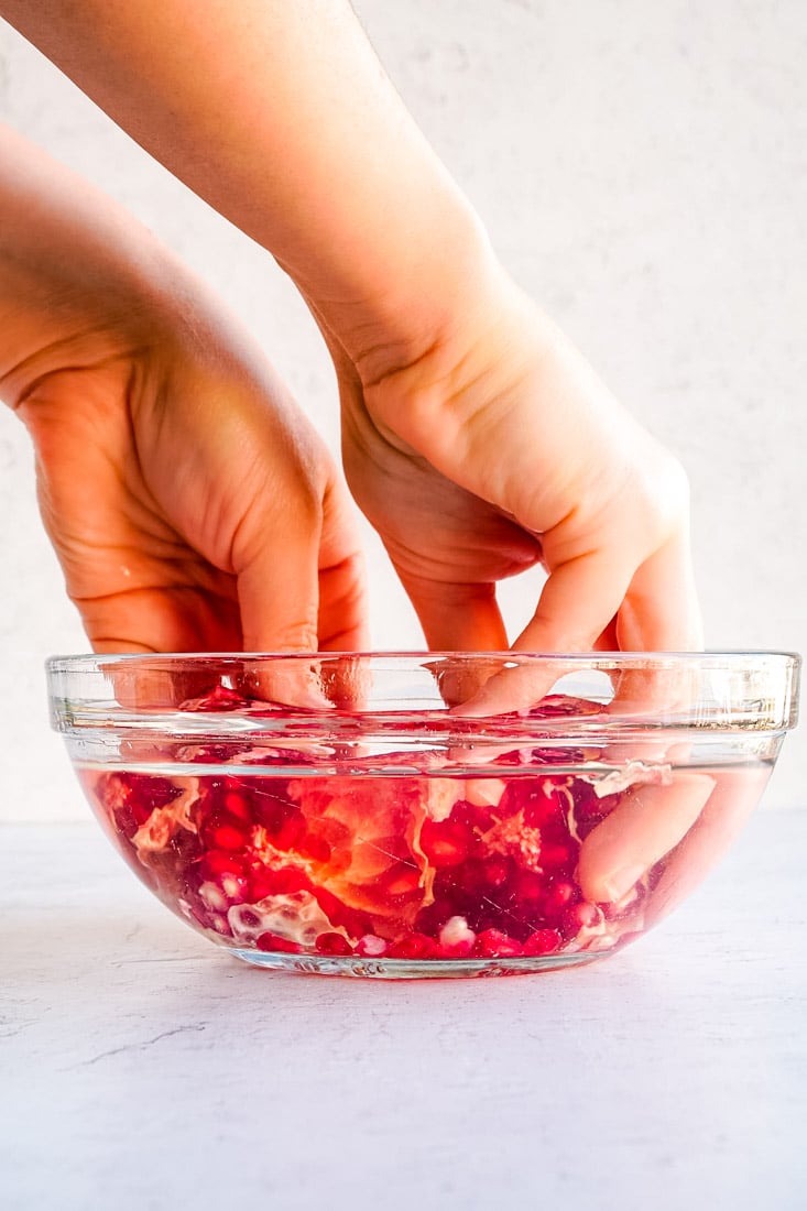How to Deseed a Pomegranate without getting juice all over your fingers.