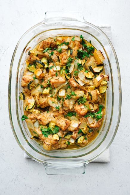 healthy baked chicken and zucchini