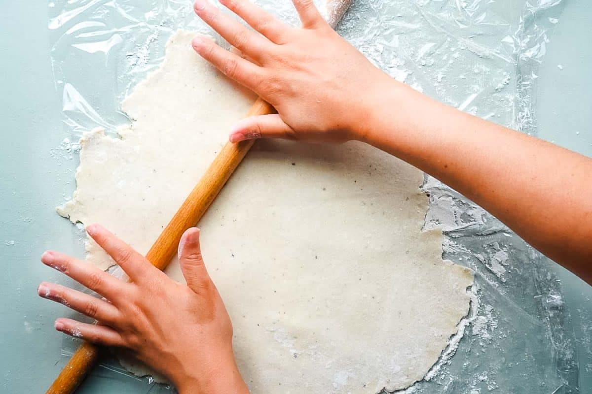 The galette dough being rolled out.