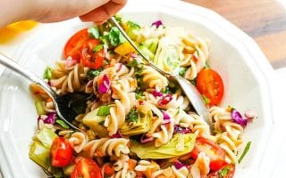 A close up picture of the Gluten Free Pasta Salad recipe.